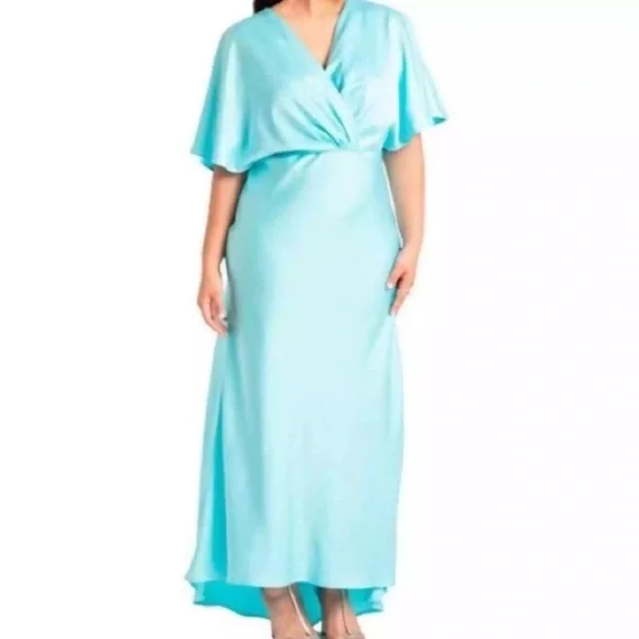 Eloquii | Dresses | Eloquii Satin Effect Kimono Sleeve Maxi Dress Sz 2 |  Poshmark